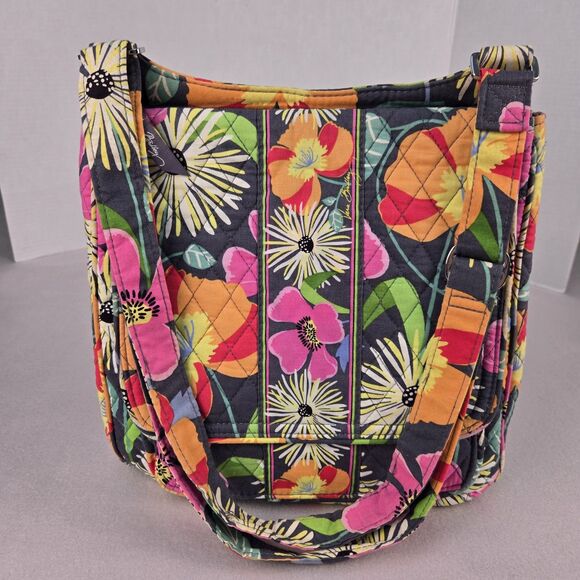 Vera Bradley On The Go Crossbody Jazzy Blooms 2013 Shoulder Bag Hipster Cotton - Picture 2 of 9